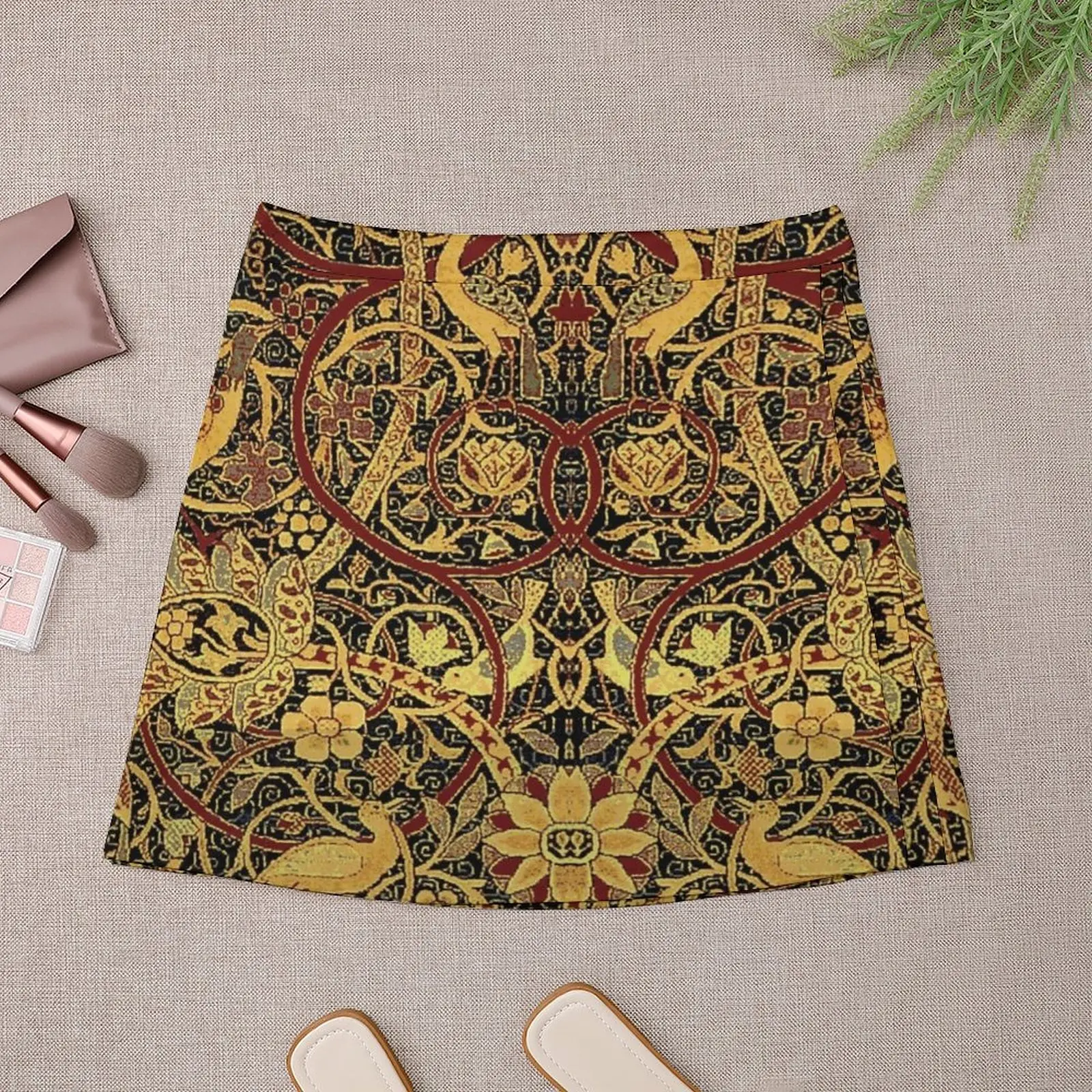 William Morris Bullerswood Vintage Floral Pattern Mini Skirt Skirt pants clothes for woman
