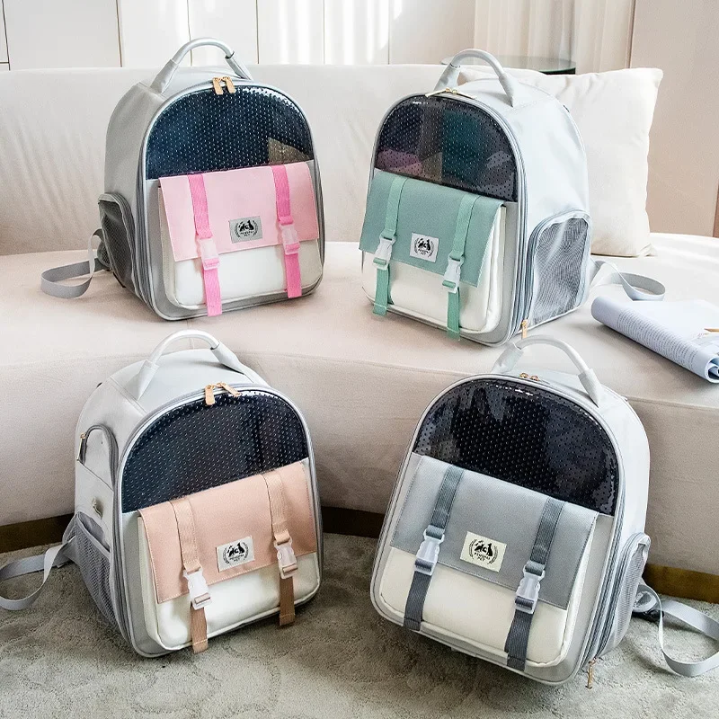 

Pet Cats Bag Portable Travel Shoulder Backpack Transparent Breathable Outdoor Pet Carrier Bag Foldable Large Capacity Cat Bags