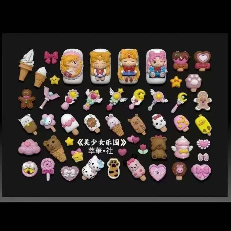 1pc 헬로 키티 아름다운 소녀 3D 아크릴 금형 네일 아트 장식 손톱 DIY 디자인 실리콘 네일 템플릿 네일 금형