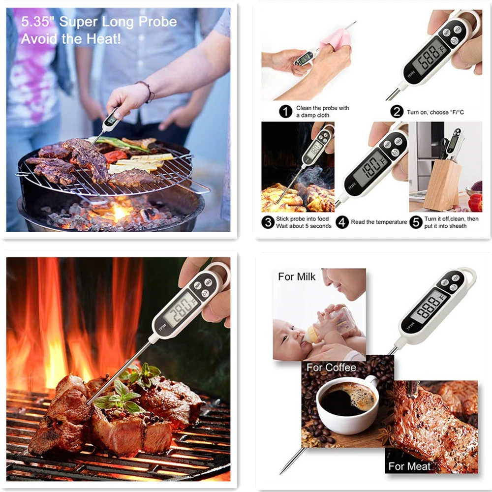 Lebensmittel Thermometer TP300 Digital Küche Thermometer Für Fleisch Kochen  Lebensmittel Sonde BBQ Elektronische Backofen Küche Werkzeuge