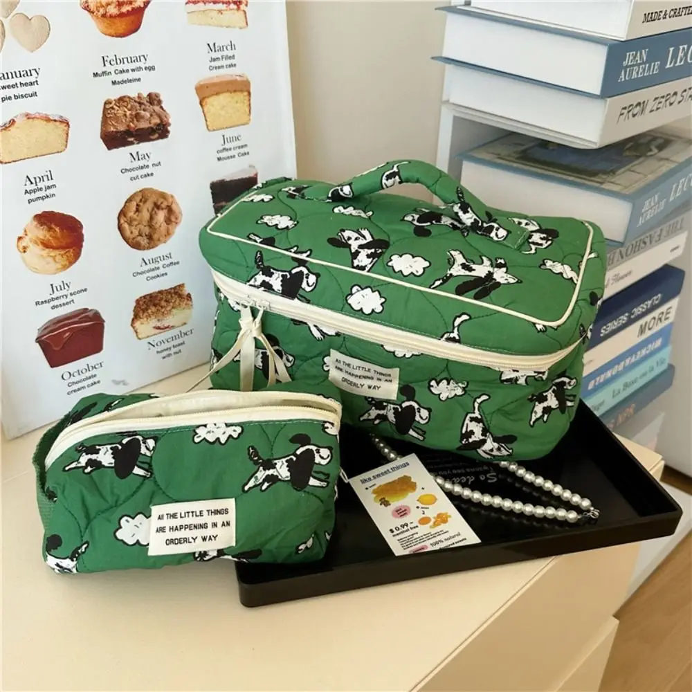 

Portable Cotton Wash Bag New Soft Cute Travel Toiletries Storage with Zipper Dog Sheep Pattern Flap Storage Bags