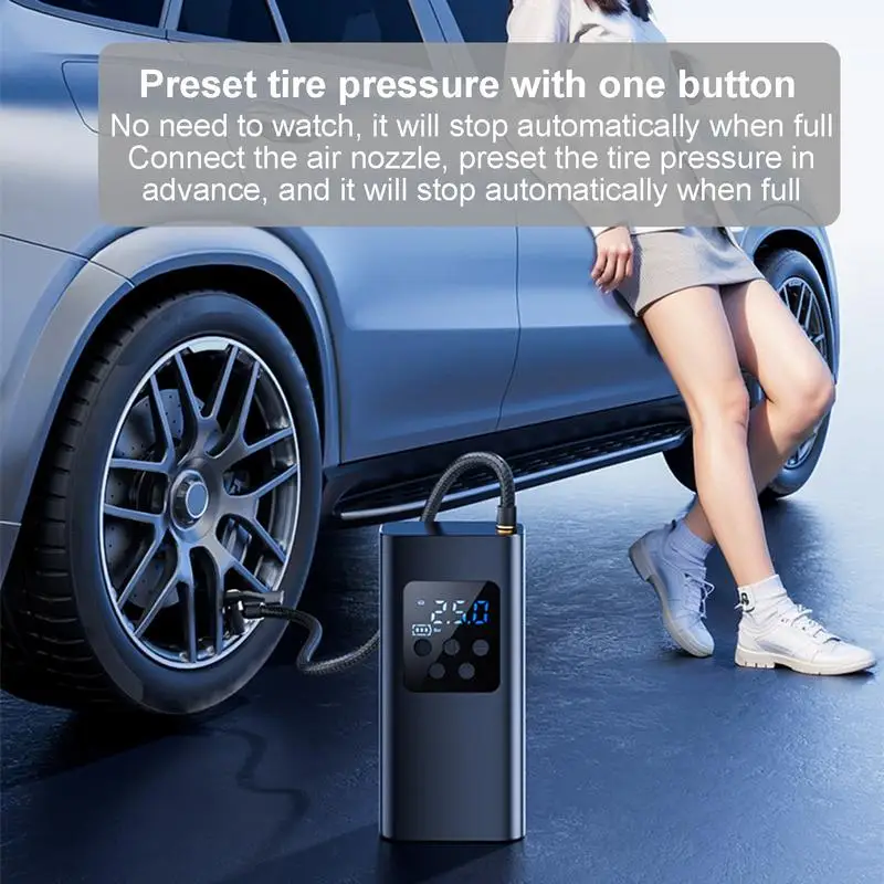 電動タイヤインフレータポータブルエアコンプレッサー ポータブル電動タイヤインフレーターポンプ、エアコンプレッサー