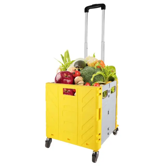 Gördülő Láda Kerekekkel Összecsukható Segédkocsi Multifunkcionális Kézi Kocsi Teleszkópos Fogantyúval Az Utazás Mozgó Élelmiszerbolthoz