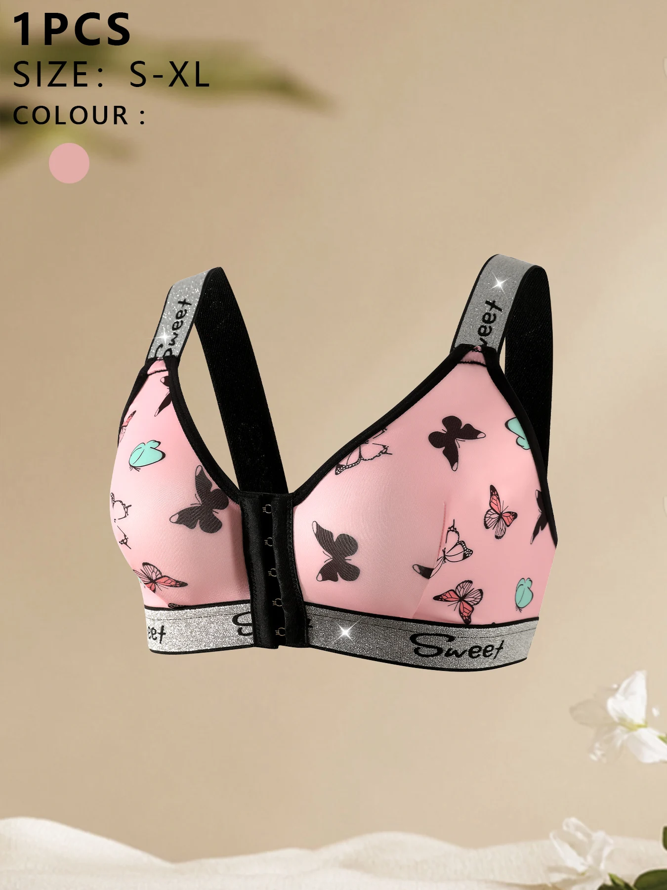 1pc Women Front Closure Single Layer Wireless Bra