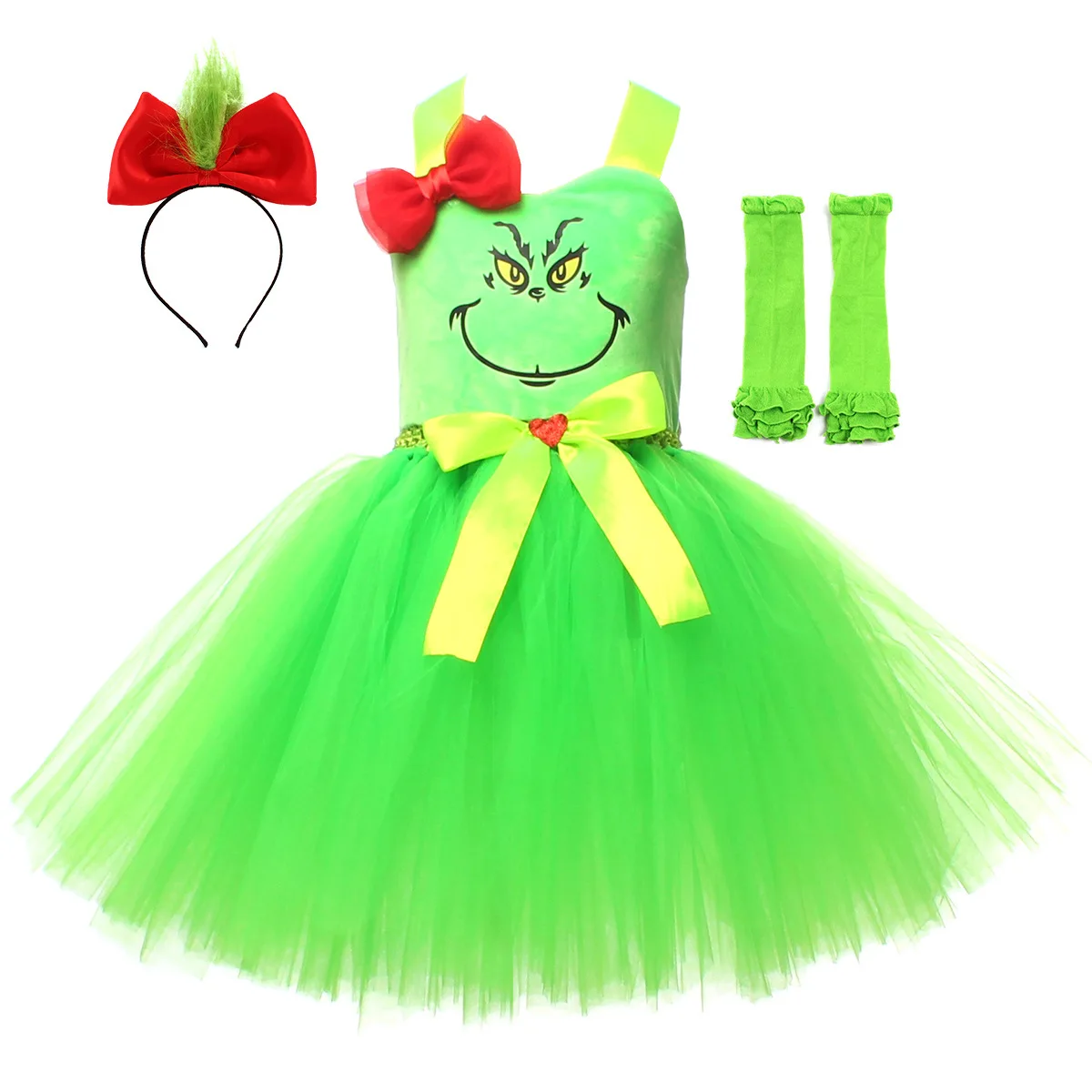 Performance elf Cosplay Christmas green bubble dress Halloween kid Carnival Party Santa Claus monster