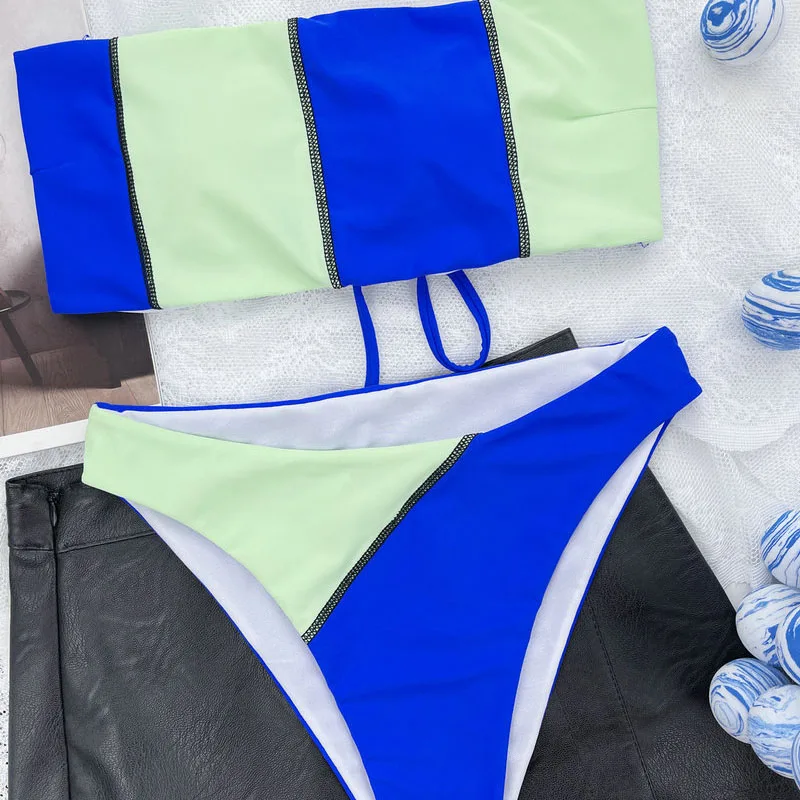 QINJOYER  Waisted Ű  Bandeau   Ƽ Ű Ʈ ġ ũ    Biquini Strapless Bikini