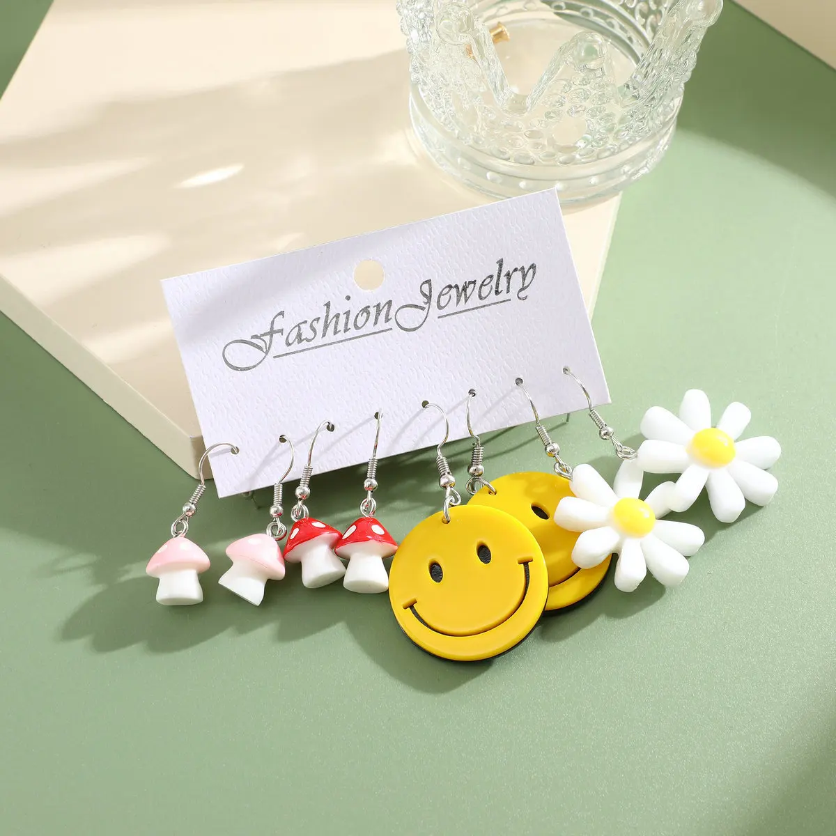 Cartoon Colorful Fruit Earrings Set Cute Animal Duck Bear Dangle Earrings for Women Girls Geometric Trendy Dopamine Jewelry Gift