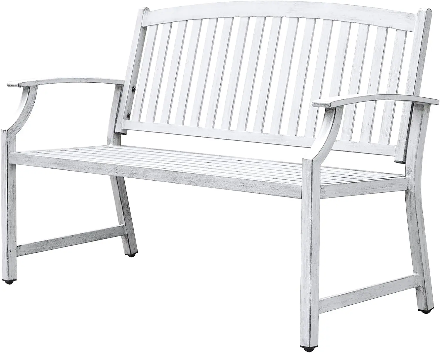 

Grand patio Farmhouse Outdoor Bench, Garden Benches with Rust Free Aluminum Metal Powder Coated Frame, Faux Wood Grain