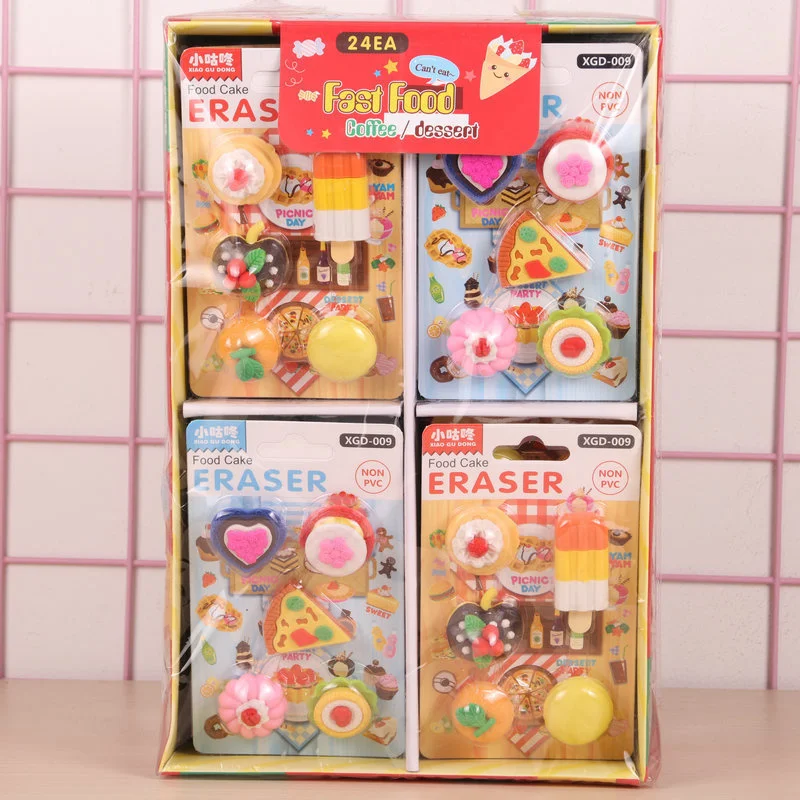 

5 Piece/Set Lytwtw's Lovely Cute Kawaii Rubber Mini Cake Dessert Eraser Set For Kids Novelty Stationery Office School Supplies