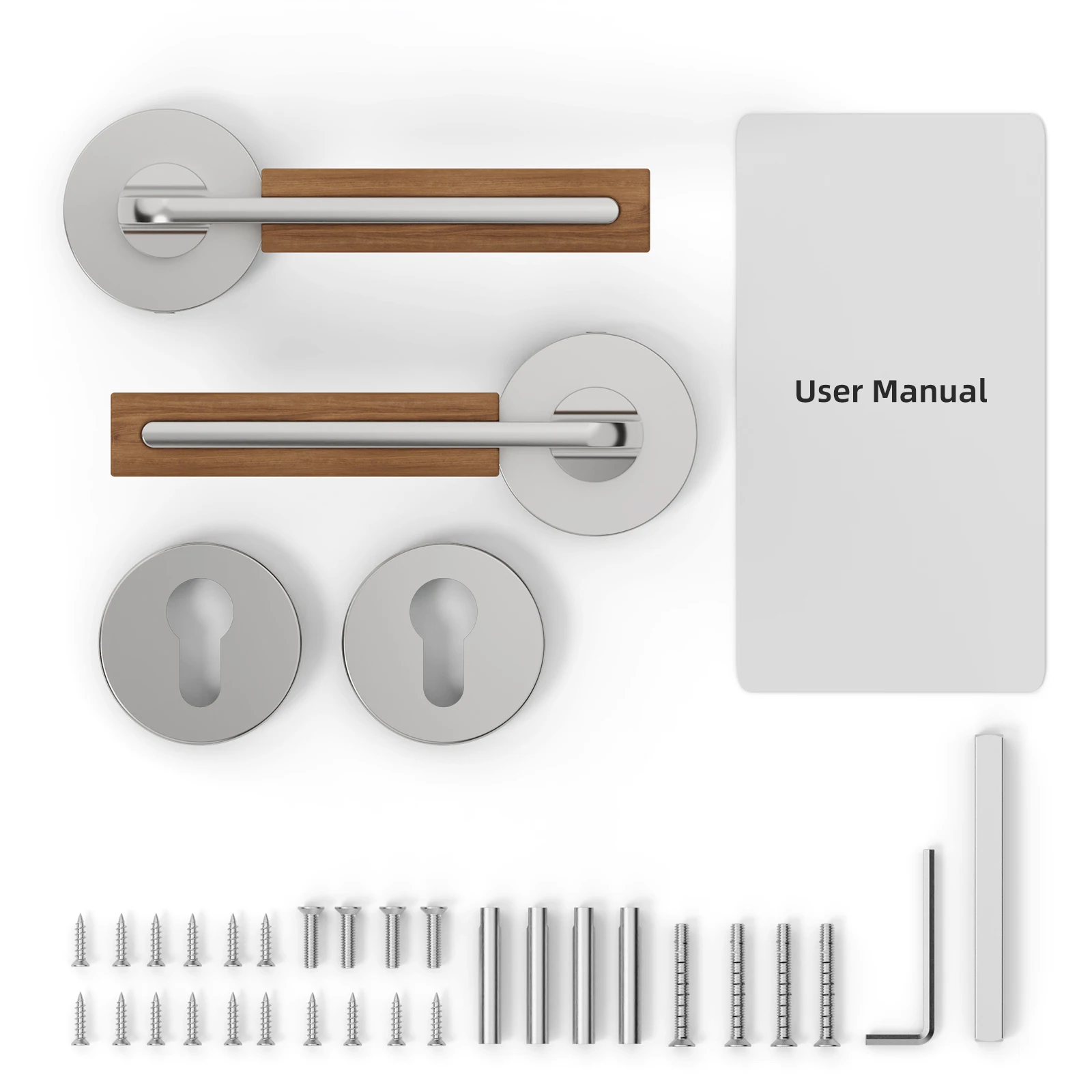 Viladepot Privacy Door Handle White Oak Handle Lever Matt Nickel Bedroom Bathroom Passage Door Lock Without Lock Cylinder
