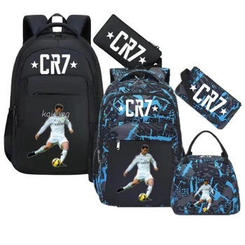 Ragazzi Calcio Ronaldo CR7 Zaino Scuola Sport Zaino per ragazza Bagpack Laptop Adolescente Viaggio Studente scolastico Adolescente Bookbag 1