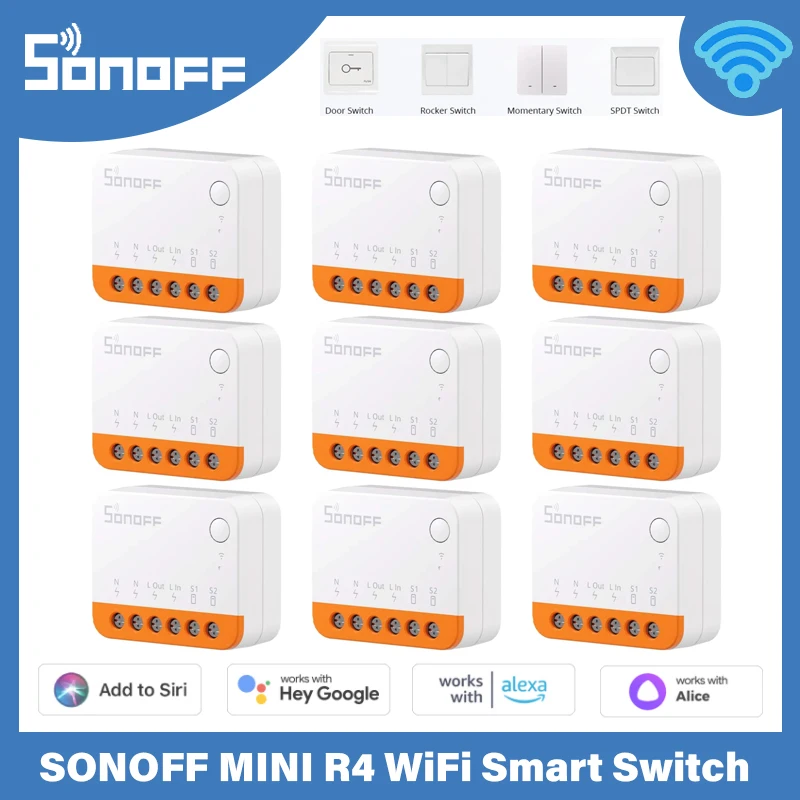 Sonoff Mini R4 Wifi Smart Switch 10A 2 Vie Di Controllo Smart Home Relè Supporto R5 S-Mate Controllo Vocale Per Alexa Alice Google Home