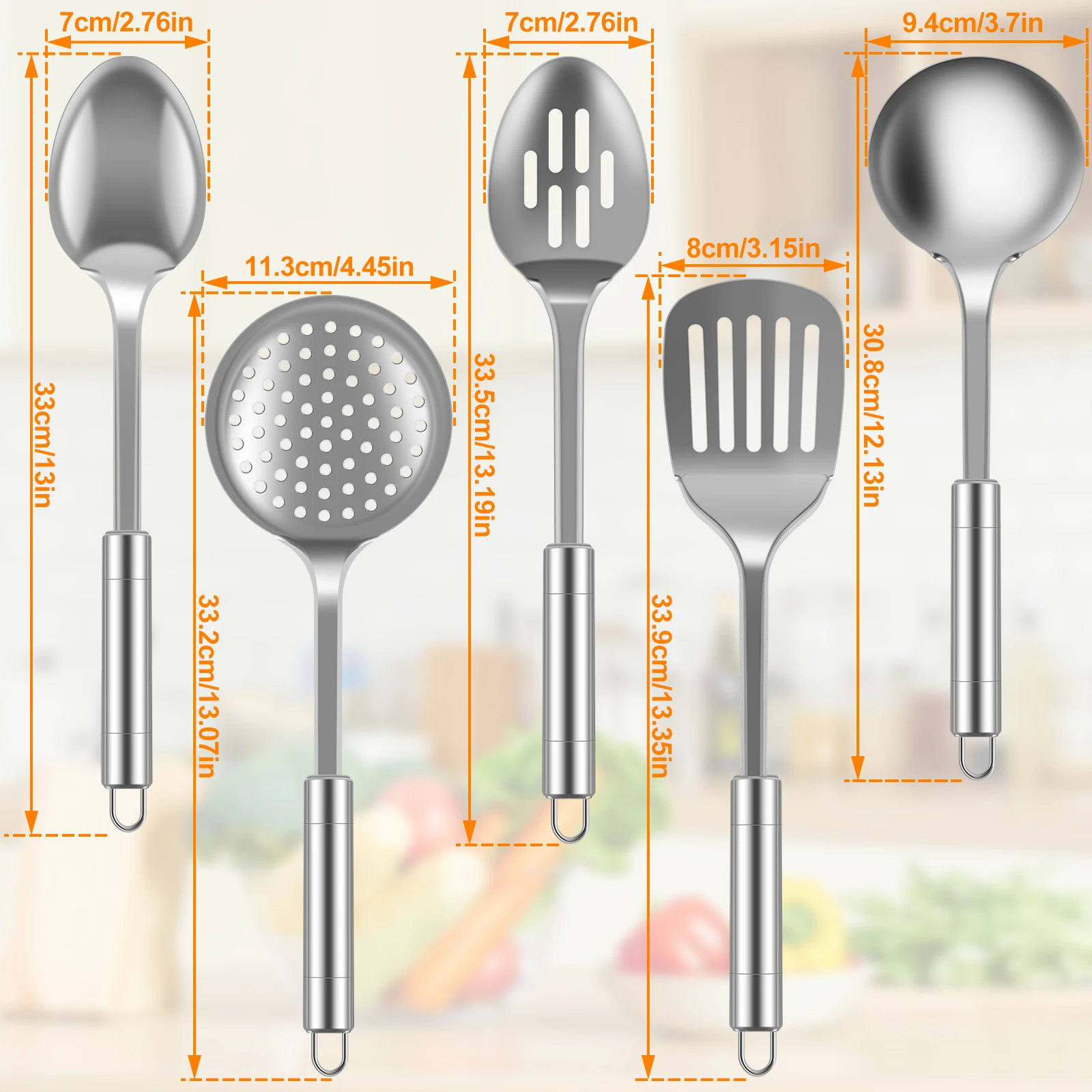 Kitchen's Favorite Stainless Steel 5 Piece Cooking Utensils