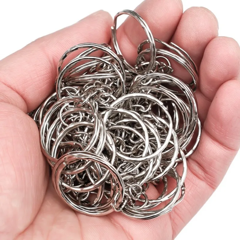 Metal Split Ring Keychain with Hanging Chain - DIY Keyring and Key Pendant Accessory