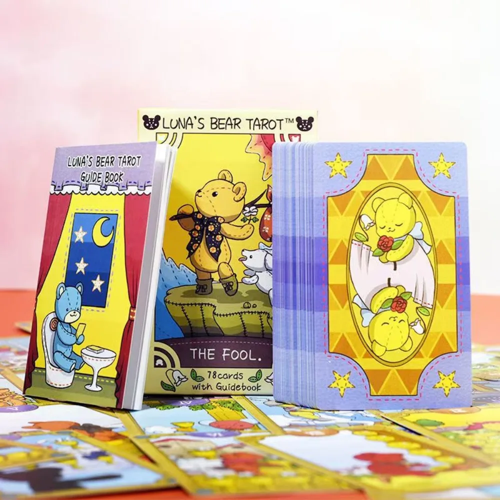 Luna's Bear Tarot Deck 12*7cm 78 Pcs Cute Teddy Bear Tarot Cards In Rigid Box with Guidebook for Beginners 6