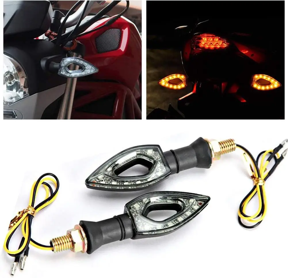 1 Pair Motorcycle Heart shaped Led Turn Signals Scooter Turning Lights