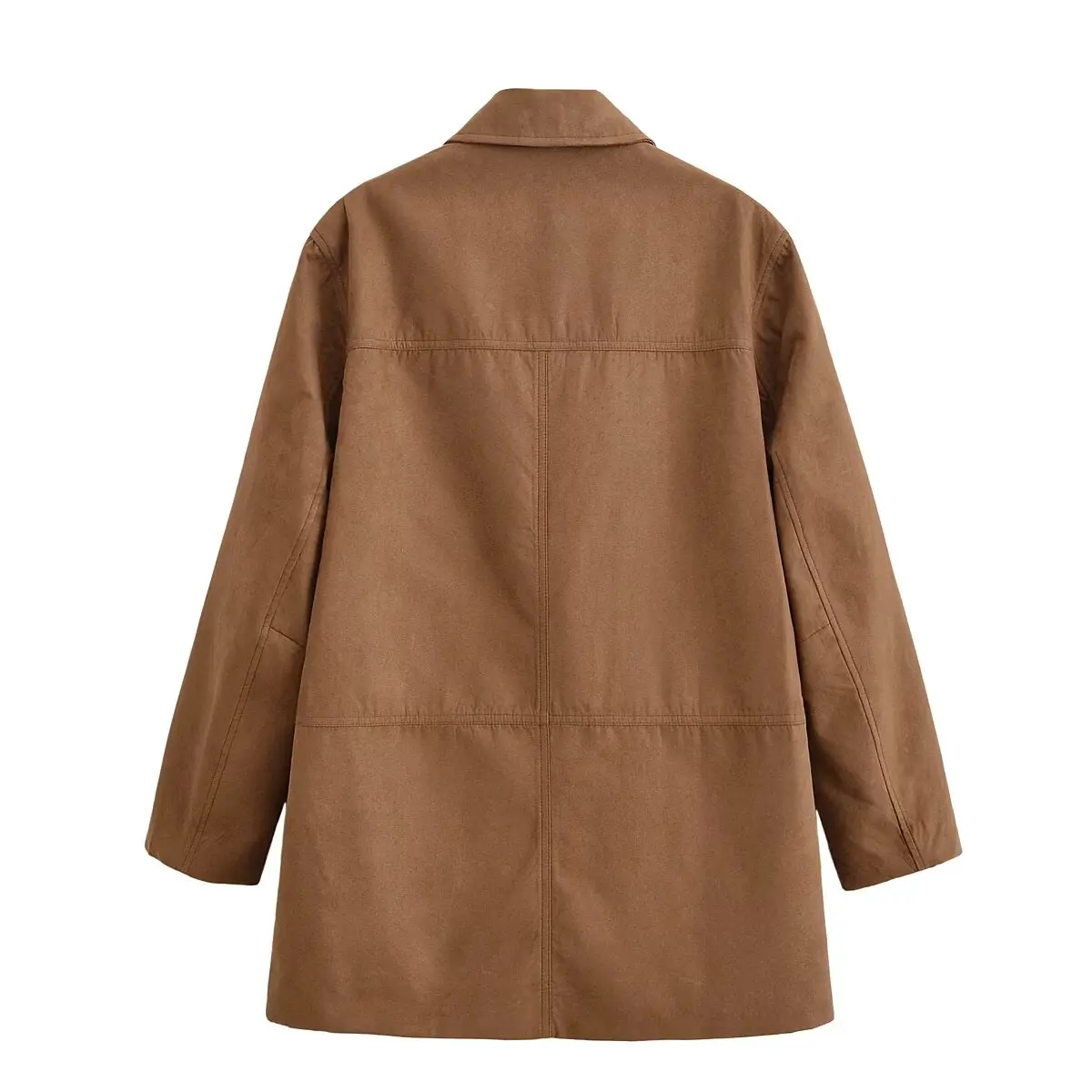 Women's Fashion Loose Single Breasted Suede Blazers Jacket Retro Long Sleeved Pocket Female Autumn Winter New Suit Coat Chic Top