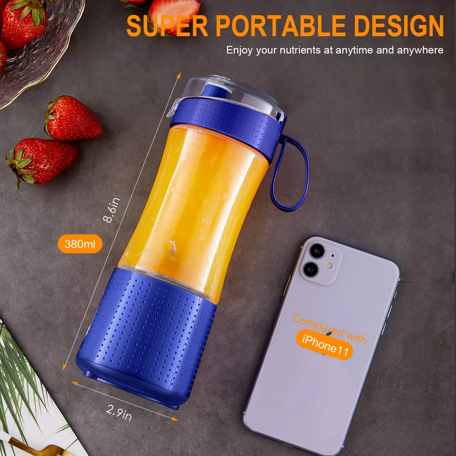 Usb Rechargeable Portable Juicer, Smoothie In Go Blender Cup With Straw  Protein Smoothie Fruit Mini Blender For Home Sports Office Camping - Temu