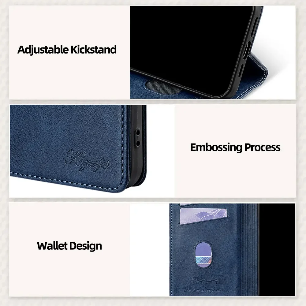 Classic Magnetic Flip Case with Card Slots and Book Cover Design
