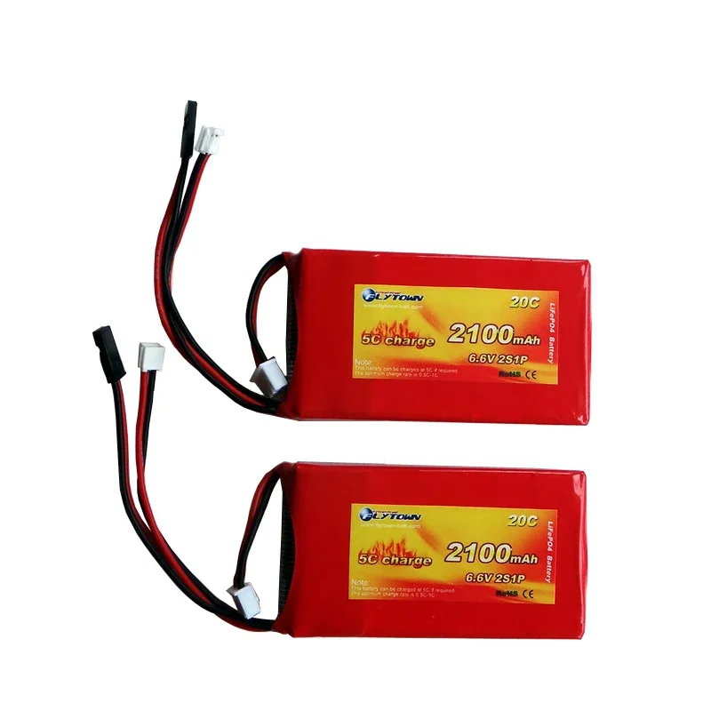 2 Pezzi Flytown 2100Mah 2S1P 6.6V 20C Lifepo4 Life Tx Rx Batteria Per Futaba 3Pv T14Sg 8J 10J 4Pk 4Px 4Pv 4Pm 7Px 4Pls 16Sz