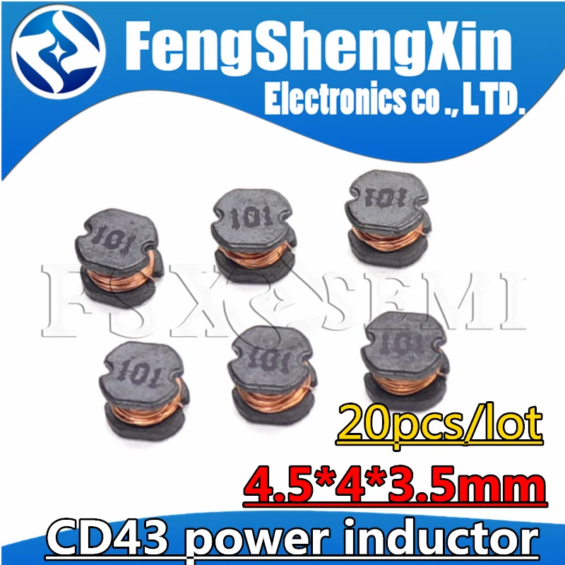 Assorted Pack of CD43 SMD Power Inductors - 20 Pieces with Various UH and MH Values