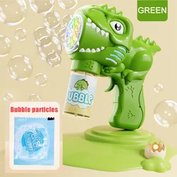 Deluxe Automatic Bubble Blower Toy with Bubble Solution for Kids - Perfect for Outdoor Fun (Dinosaur Green)