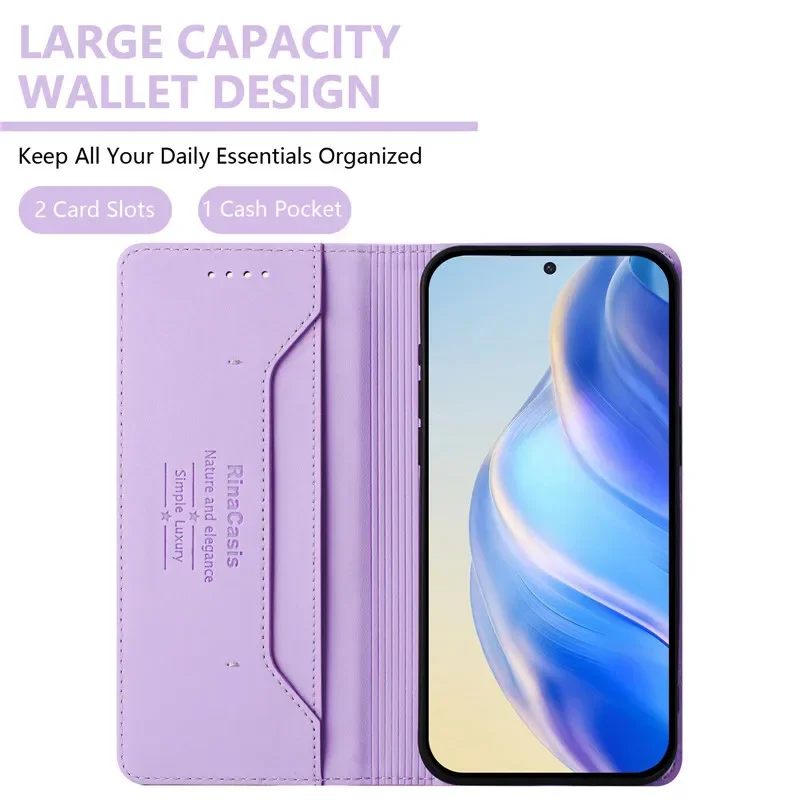 Luxury Anti-Theft Leather Wallet Flip Phone Case with Magnetic Closure