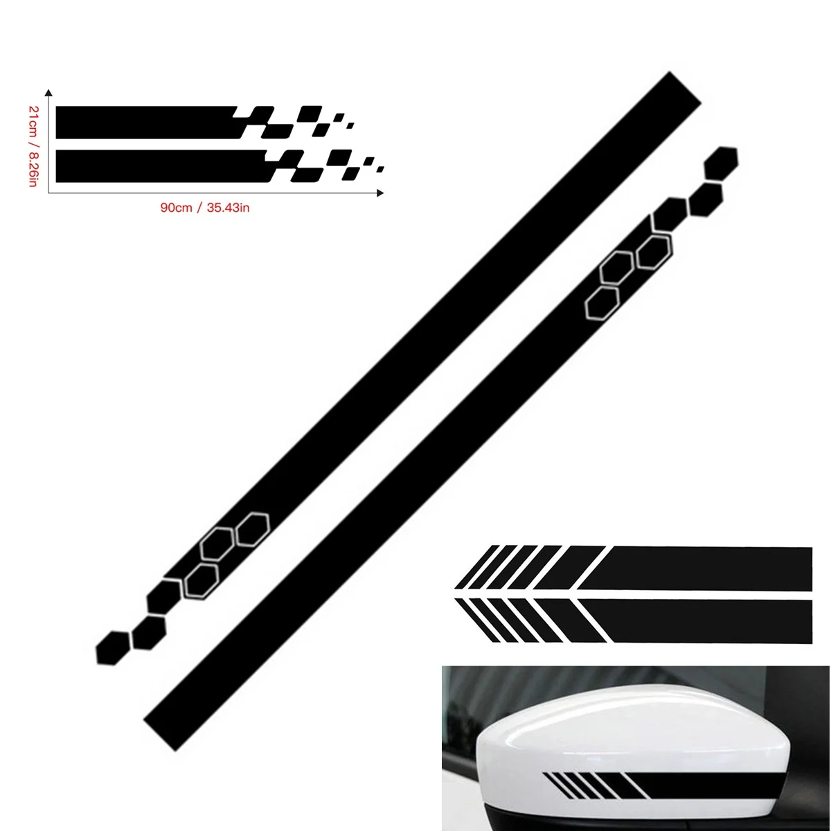 5pcs Universal Car Side Body Stripe Sticker DIY Decal Trim Hood