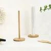 Vertical Wooden Roll Paper Shelf Storage Rack Kitchen Paper Towel Rack Japanese Style Plastic Wrap Lazy Cling Film Rag Holder 3