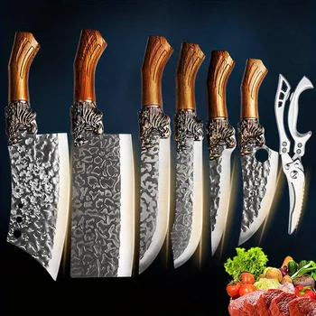 1-7 forged kitchen knife sheath, faucet-shaped handle, suitable for meat and fish 1