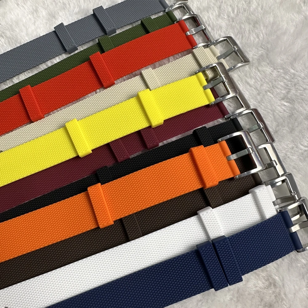 Premium Waterproof Silicone Rubber Watch Strap - Elastic Woven Pattern in Vibrant Colors