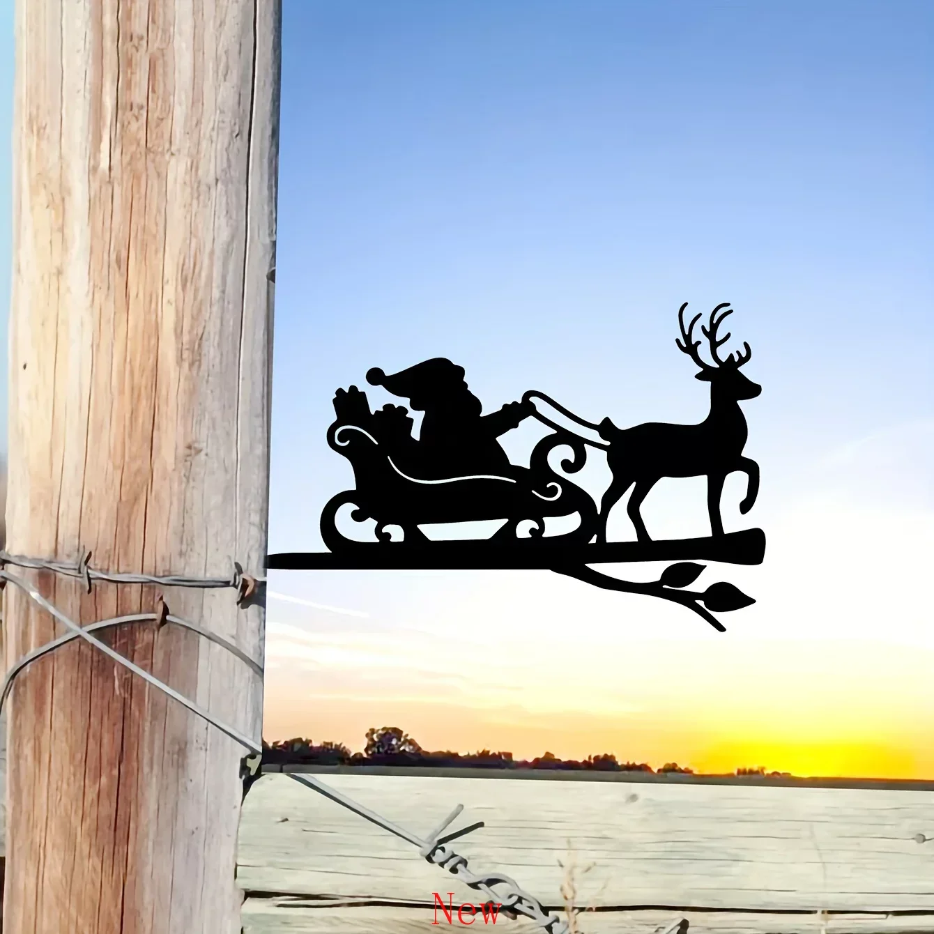 

Promotion Reindeer Santa Claus on Branch Steel Silhouette Metal Wall Decor Art Home Garden Yard Patio Outdoor Statue Stake Deco