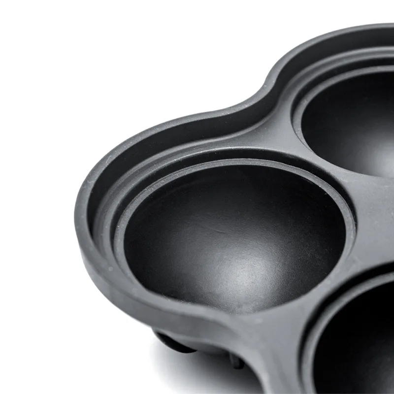 4 Grids Round Ice Cube Trays Silicone Ice Cube Molds for Freezer with Lid Kitchen Bar Reusable Whiskey Mold Ball Moulds