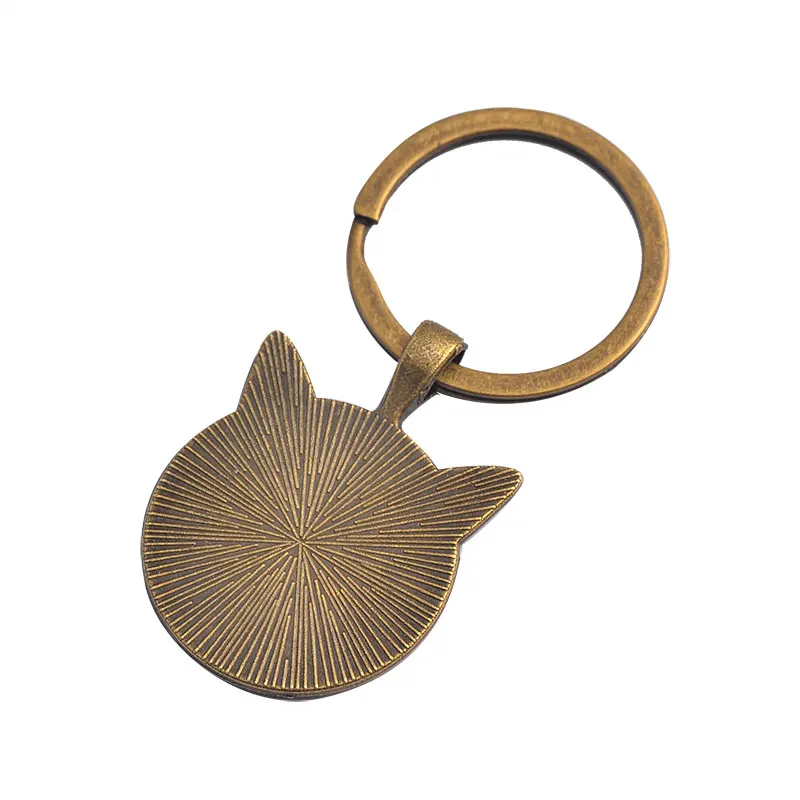10pcs/lot Cabochon Blank Keychain 25mm Cat Pendant Base For Key Chain Pendant DIY Jewelry Making Handmade Crafts Accessories