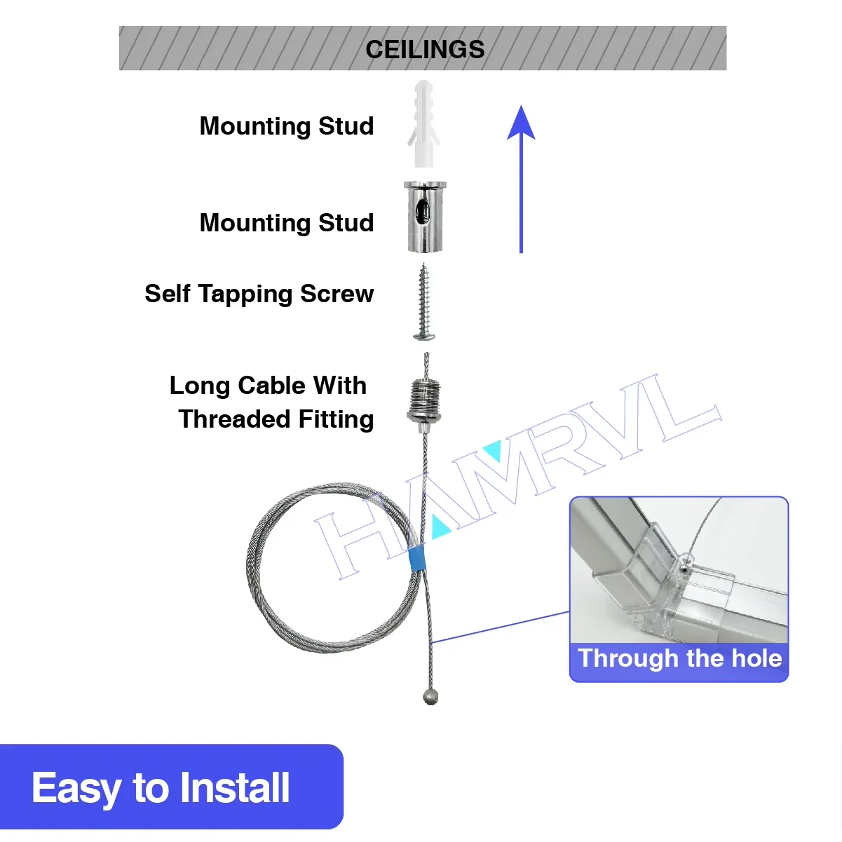 Hexagonal light cable 1M Adjustable suspension Cables 100cm Steel Hanging chain Lamp Celing For Hexagonal Garage Honeycomb Tube