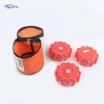 Kit di 3 Luci LED di Emergenza per Strada, Segnalatori di Sicurezza Stradale Lampeggianti con Base Magnetica e Borse per il Trasporto, 35L