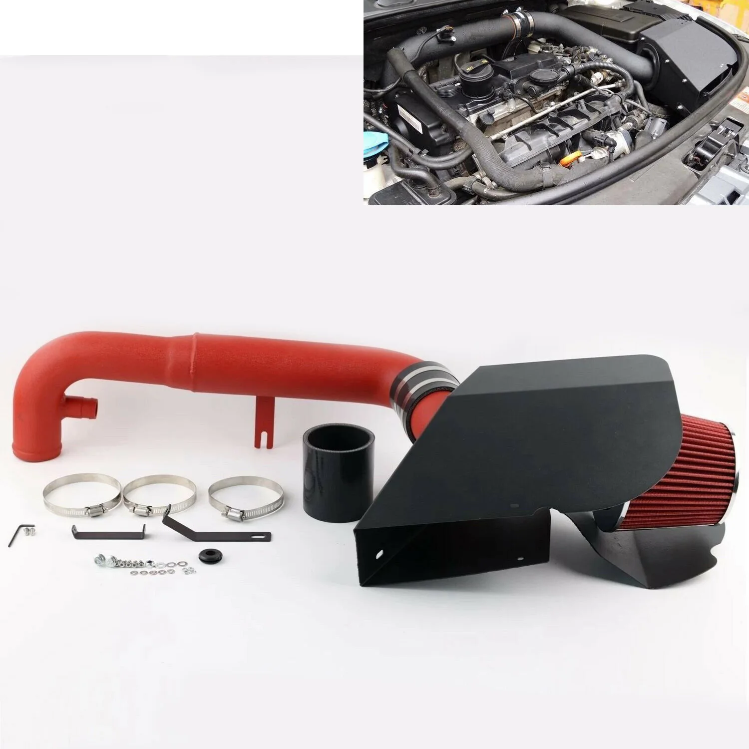 Auto Car Air Intake System Cold Air Intake Kit Heat Shield Filter for