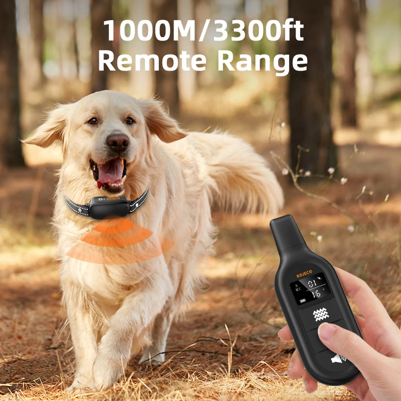 ROJECO Electric Dog Training Collar 3300ft Remote Control Waterproof Vibration Anti Bark Collar Pet Dog Bark Stop Shock pet dog training collar