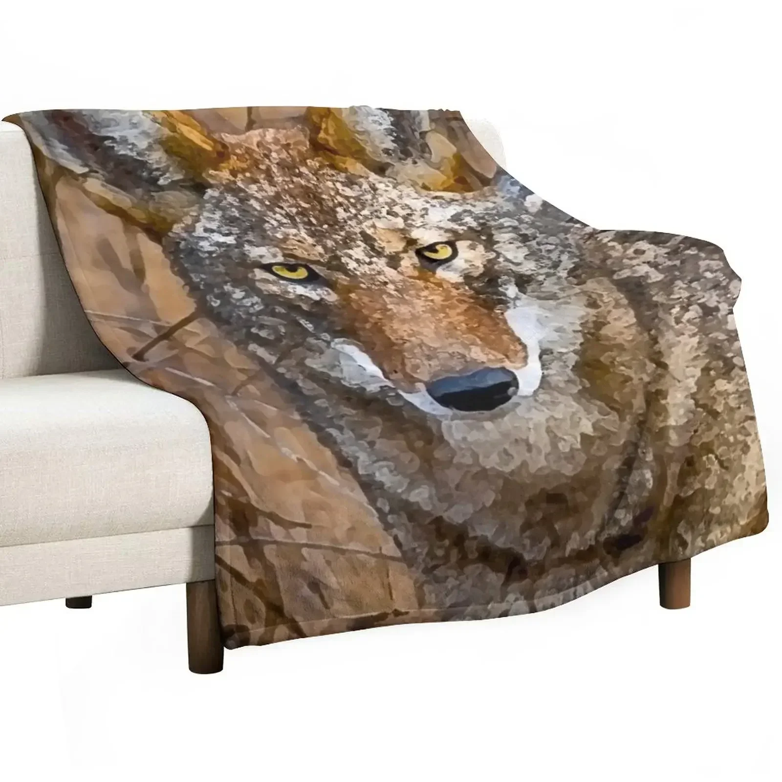 

Coyote eyes! Throw Blanket Plaid on the sofa Soft bed plaid Blankets