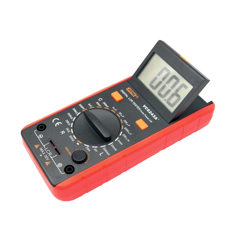 SZBJ Digital LCD Meter VC6243A Inductance Capacitance Resistance Tester Multimeter Crocodile Clip Measuring Tool with Bag BM4070