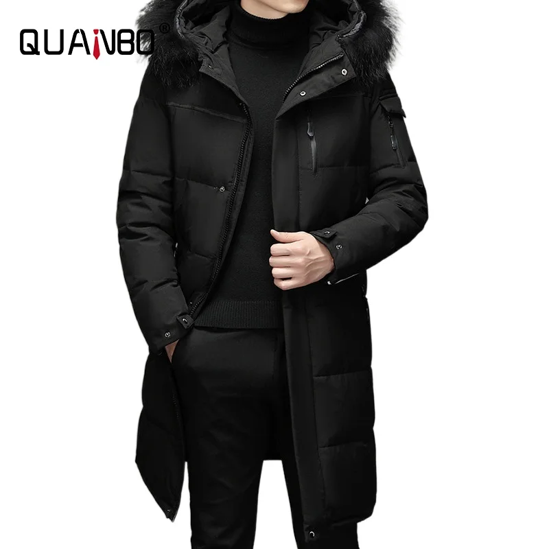 Men's Thickened Down Jacket -30 Winter Warm Down Coat New Men Fashion Long White Duck Hooded Parkas Plus Size 5XL