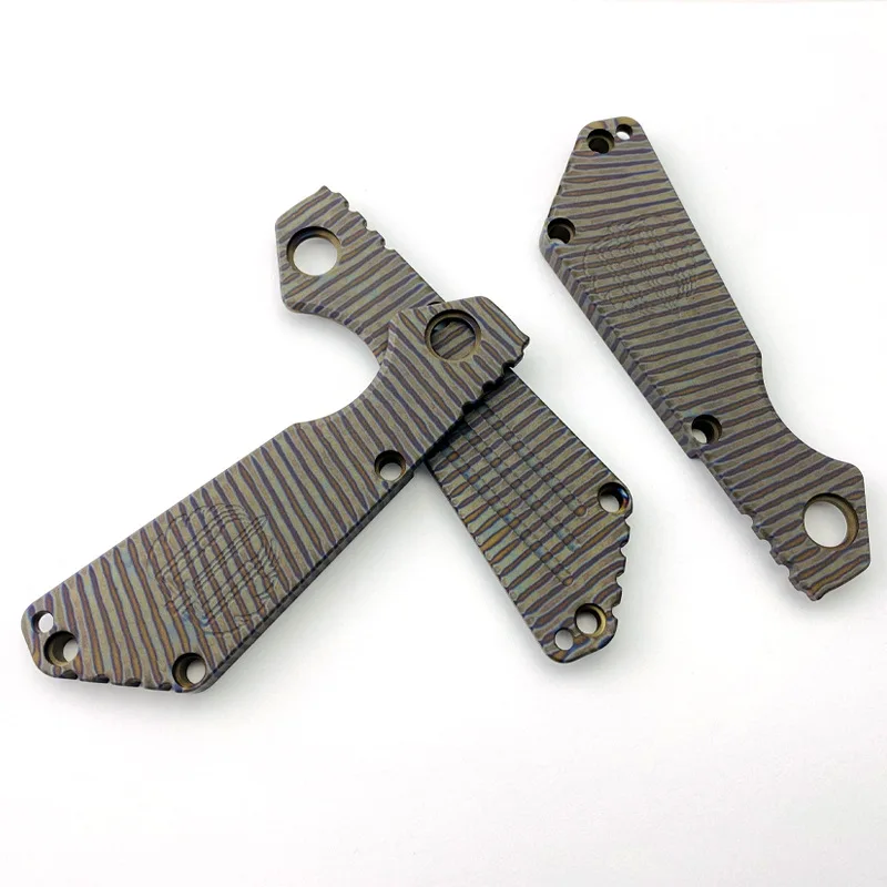 

1PC TC4 Titanium Alloy Tiger Pattern Shank Patch Tactical Anti Slip Handle For Strider SNG Folding Knife Grip Upgrade Part