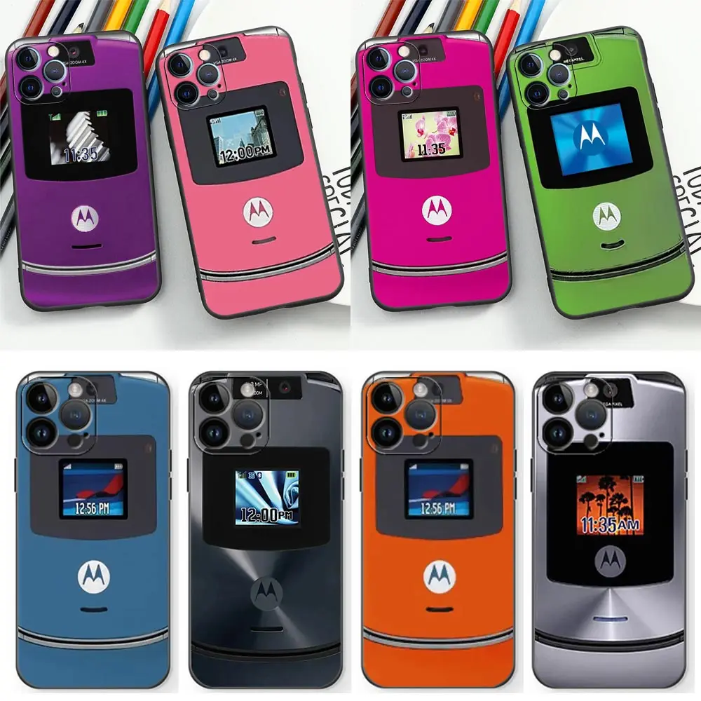Per Motorola Razr Pink Per Iphone 11 Custodia Per Iphone 12 13 Mini 14 15 Pro Max Custodie 8 7 Plus X Xs Xr Se Cqoue Cover Morbida Nera