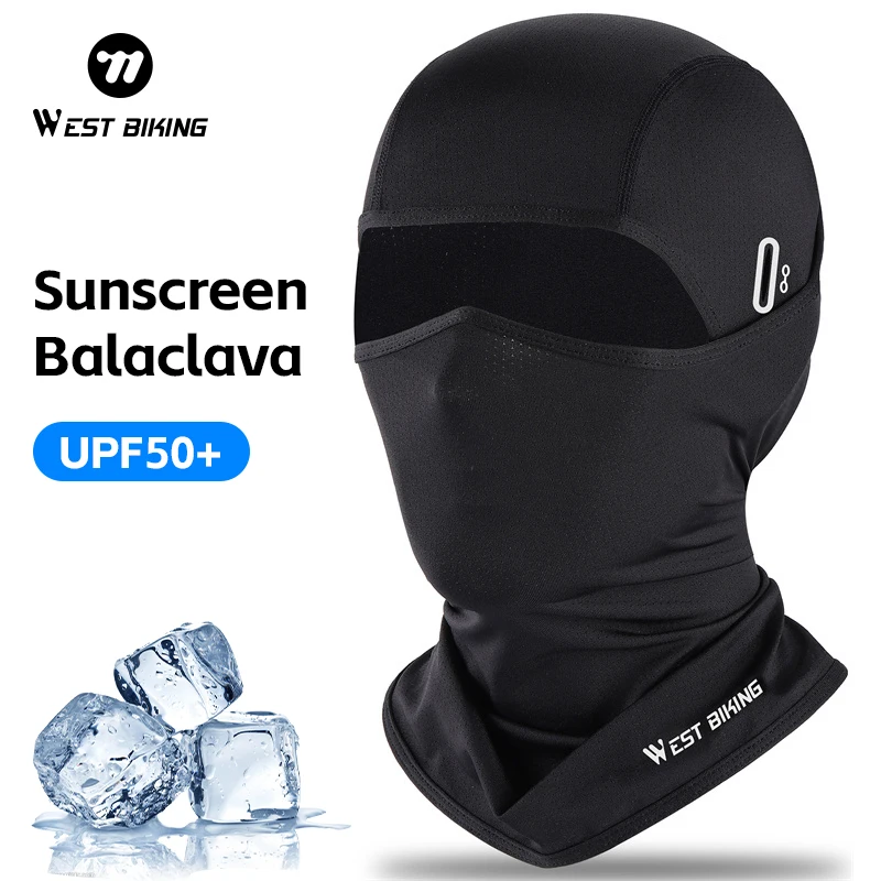 Cycling Caps WEST BIKING Summer Ice Silk Breathable Anti-UV Balaclava Men Women Full Face Mask Motorcycle Running Cool Sport Gear