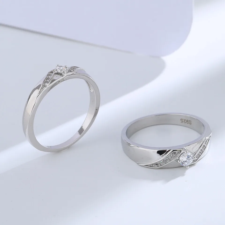 Circle Promise Ring And Engagement Ring Set 925 Sterling Silver