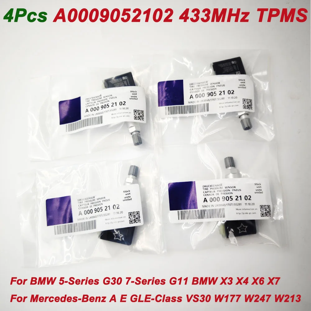 

Новинка 4 шт. A0009052102 0009052102 433 МГц TPMS датчик давления в шинах A0009058708 для Benz-z E-Class VS30 W177 W247 W213 B-MW G30 G20