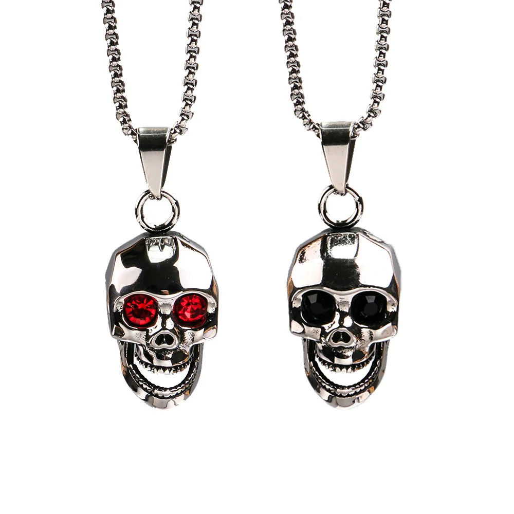 

Gothic Red Eyes Skull Stainless Steel Men Women Necklaces Pendants Chain Punk Trendy Fashion Jewelry Wholesale Dropshipping