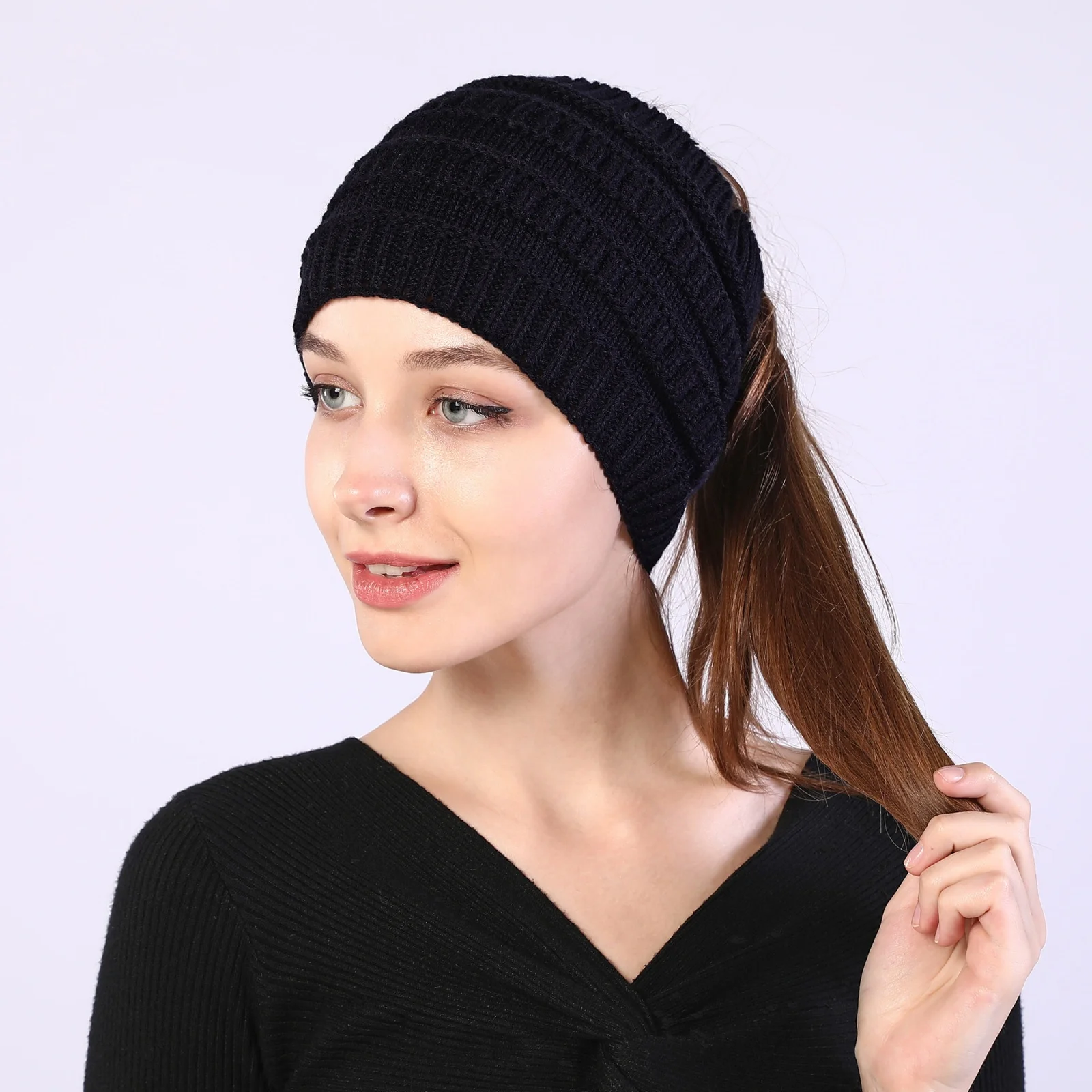 1PC Women's Knitted Headband For Ponytail, Warm Winter Fall Head Wrap, Stylish Cable Knit Ear Warmer Headband For Ladies