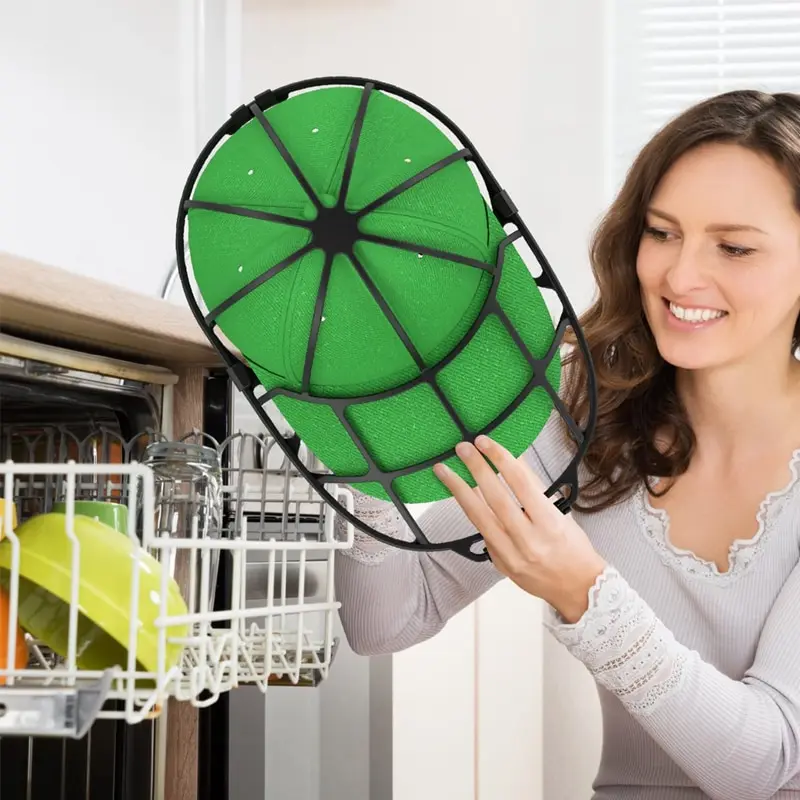 Dishwasher-Safe Baseball Cap Protector and Washer Frame