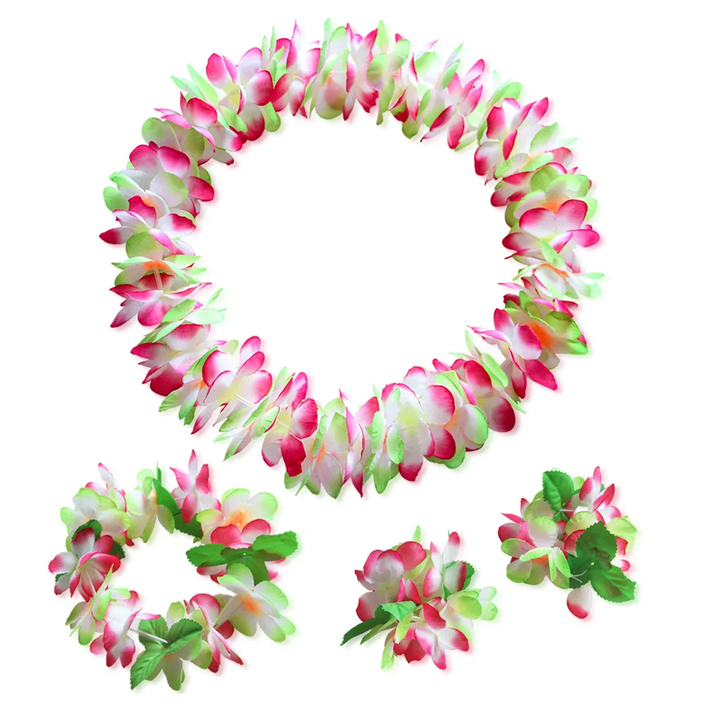 

10set Thicker Hawaiian Wreaths Headband Tropical Luau Flower Headpiece Leis Floral Crown Party Decorations Halloween Christmas